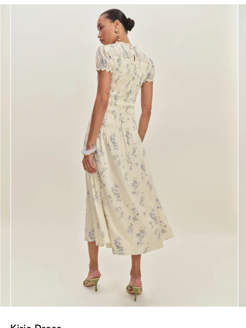 NWT Reformation KIRIA RUCHED FLORAL MIDI DRESS Size 6 - Picture 6 of 12